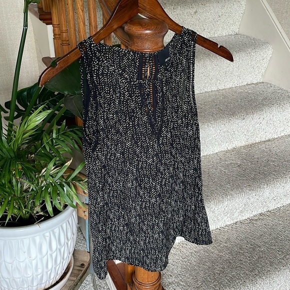 Greylin Black and White Asymmetrical Silk Tank Top - Picture 2 of 12